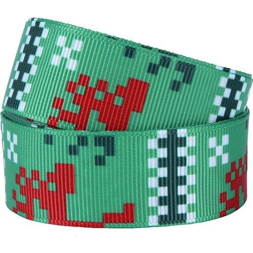 Green Aztec Christmas printed grosgrain ribbon