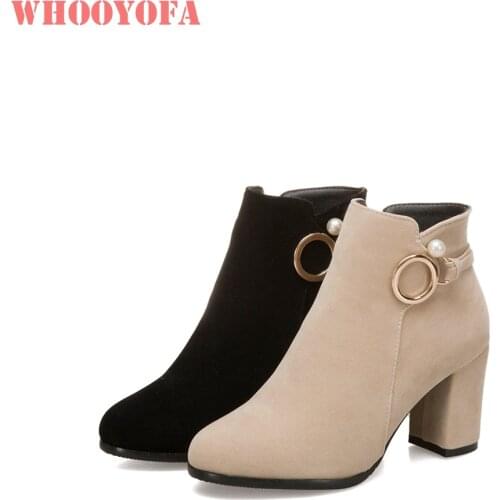 Brand New Winter Quality Beige Back Women Ankle Boots Sexy 3 inch Heels Lady Bridal Shoes WG368 Plus Big Size 33 11 44 52
