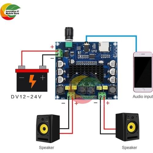 Ziqqucu TDA7498 Bluetooth AMP Amplifier Audio Board 2x50W Stereo Digital Power Module Support TF Card AUX For Home Theater