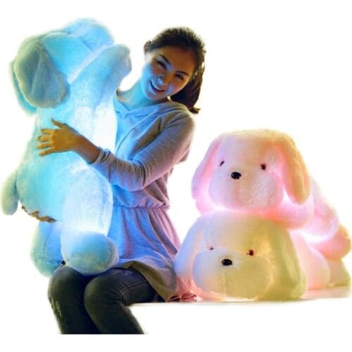 1pc 50cm/80cm LED Light Plush Dog Pillow Toys Luminous Glowing Gleamy Plush Dog Cushions Kids Toy Gifts for Children Girls