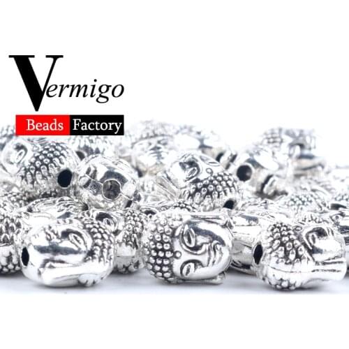 10pc Antique Silver plated Buddha Charm Beads for Jewelry Making 9*11mm Religion Spacer Beads Diy Bracelet Necklace Accessories