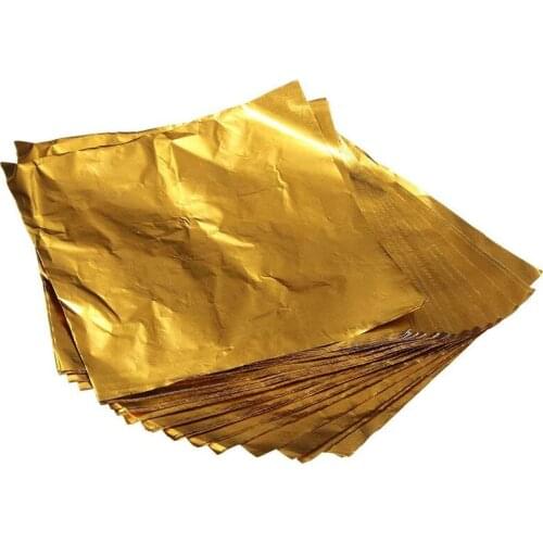 100pcs Square Sweets Candy Chocolate Lolly Paper Aluminum Foil Wrappers Gold
