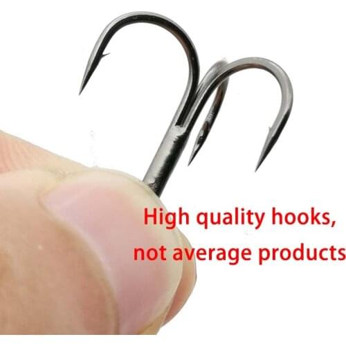 5pcs/box 3xStrengthen Super Strong Twins Steel Alloy Sharp Lure Treble Hook 6# 8# 10# 12# Fishing Tackle Hook Fishing Box