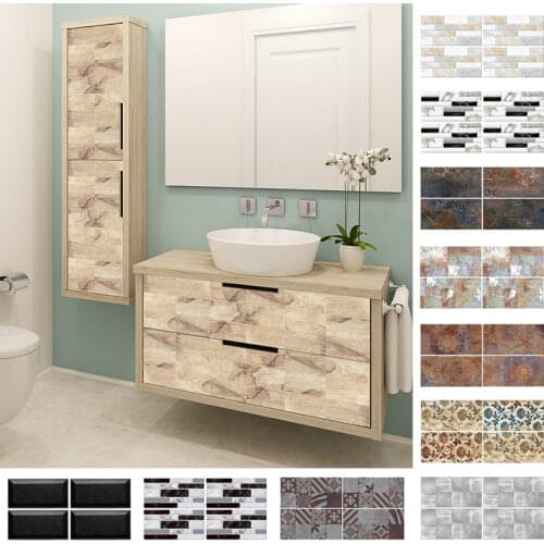 9pcs 20X10cm Stone Brick Wall Sticker Waterproof Self-adhesive PVC Tile Decoration Stickers for Bathroom Kitchen Home Decor