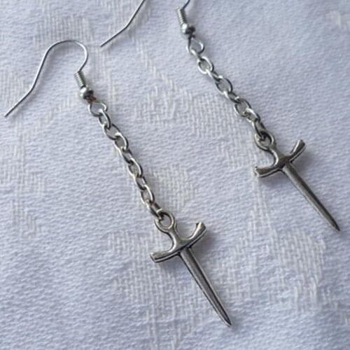 Athame dagger earrings,sword, pagan jewelry,wiccan, egyptian sword,gift, chain athame jewellery