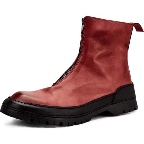 High-top boots mens autumn winter combat boots High Quality Genuine Leather chelsea boots men autumn winter British cowhide