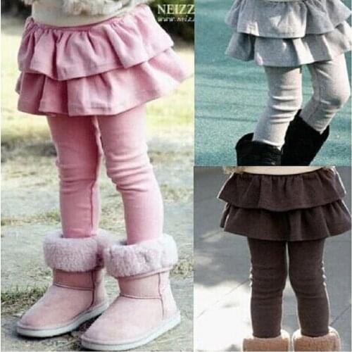 Spring Autumn Girls Leggings & Skirt Cotton Fashion Children Trousers Pantskirt Lotus Lace Dress Pants Kids Culottes