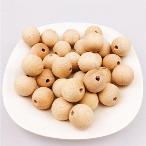 150pcs/Pack Baby Teether Beech Wooden Chewable 8-20mm Round Beads Ecofriendly Beech Beads DIY Craft Jewelry Accessories