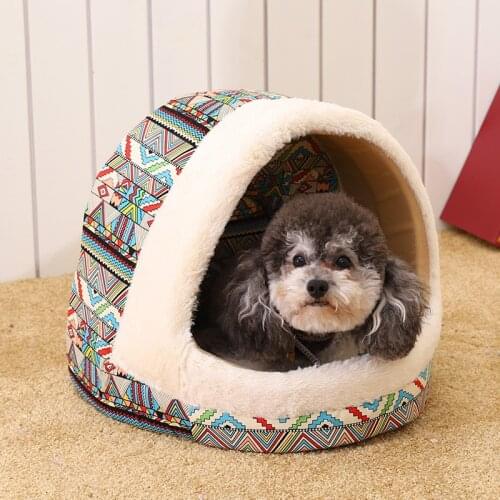 Small Dog Cat House for Puppy Bed Pet Foldable Soft Warm Tent Sponge Cave Cute Dog Beds Kennel Nest Plush Cats Mat Pet Products