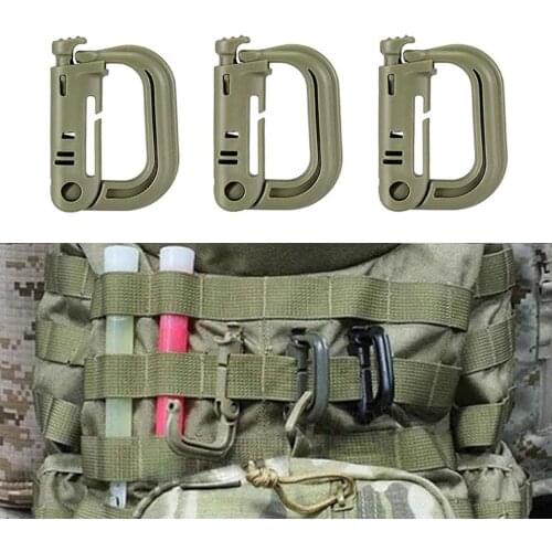 D-Ring Grimlock Locking, 10 Pcs Tactical Gear Clip as Tactical Bag Accessories for Molle Webbing with Zippered Pouch