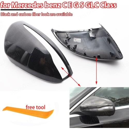 For Mercedes Benz C w205 E W213 GLC-Class X253 S Class w222 ABS Plastic Car Rearview Mirror Cap Cover Trim For LHD