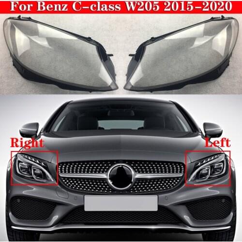Car Front Headlight Cover For Mercedes-Benz C-class W205 2015-2020 Headlamp Lampshade Head Lamp light covers glass Shell Caps