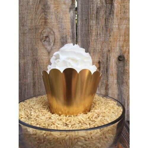 Mini Metallic gold Cupcake Wrappers wedding boy Birthday baby Shower baptism party cake holders party decorations