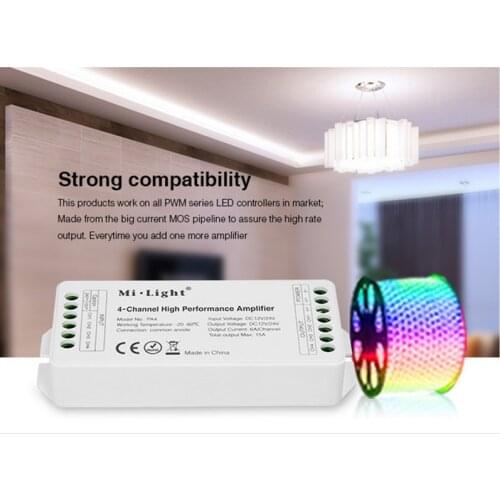 Mi Light 4-Channel DC12V-24V LED Signal Amplifier use with PWM controller MAX15A Hight Performance for led tape