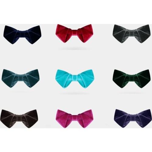 Mens Velvet Bow Tie, Neck Tie, red purple gray coffee pink, Hand Made, with Gift Box,Fashion for Wedding Party Business Dress