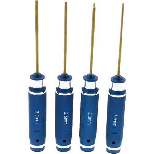RCAWD Hex Screwdriver Set Plating Tip With Hardening Treatment 4 In 1 h1.5 2 2.5 3Mm For 1/10 1/8 Rc Model Car Vehicle Hsp Arrma