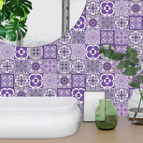 10/15/20/30cm Purple Retro Strip Tiles Wall Sticker Kitchen Stairs Tile Decoration Wallpaper Peel & Stick Waterproof Art Mural