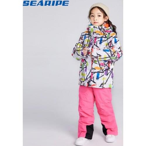 SEARIPE New Kids Children Ski Suit Boys or Girls Ski Jacket+Pant Snowboard Kid Thicken Windproof Waterproof Suit Set
