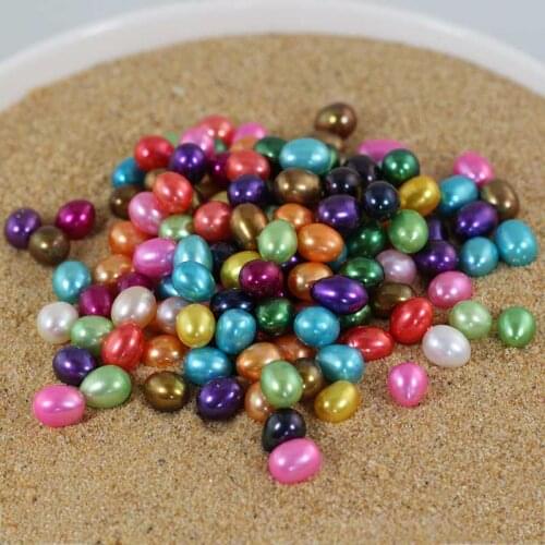 Genuine Natural 6-7mm Rainbow Rice oval Freshwater Pearl Loose Beads Crafts Decoration DIY Bracelets Necklaces Jewelry LO004