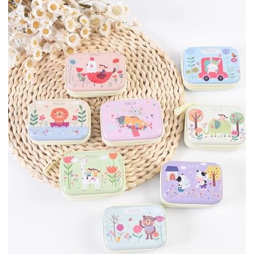 Tinplate Rectangle Zero Wallet Creative Childrens Cartoon Toys Earphone Bag Storage Box Coin Purse Porte Monnaie Femme Mini Bag