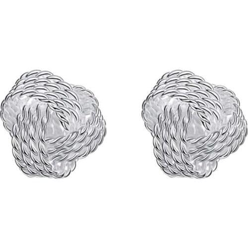New Fashion Jewelry Korean Silver Plated Tennis Net Web Stud Earrings For Women Girls Ball Ear Studs Earrings