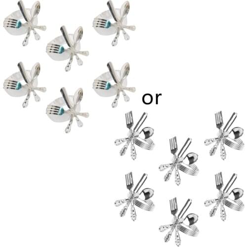 6Pcs Fork Spoon Towel Napkin Ring, Hotel Wedding Thanksgiving, or Everyday Use Party Dinning Table Home Decor Silver