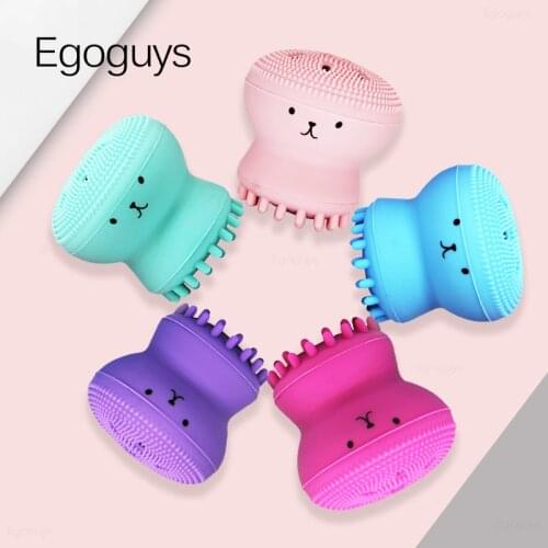 1PC Octopus Shape Bubbler Silicone Cleaning Brush Exfoliating Blackhead Remover Facial Deep Cleansing Face Washing Bath Brushes
