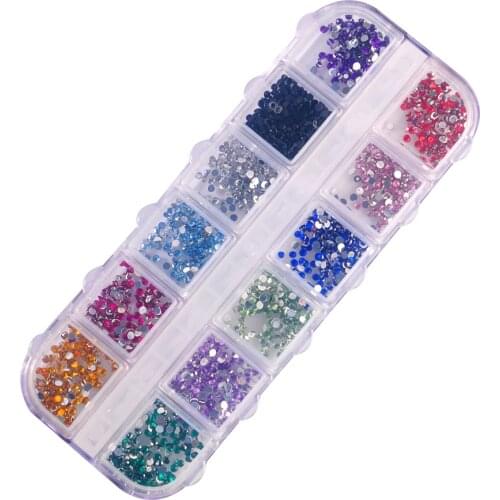 12 Colors Nail Art Rhinestones Glitter Flat beads Crystal Sequins 3D DIY Tip Decoration Ozdoby Do Paznokci Nail Charm Ongles