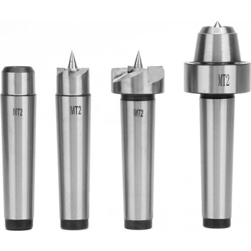 4Pcs MT1/MT2 Wood Lathe Turning Tool Spur Live Center Set Taper Tool For Wood Metalworking Bored Tailstock Lathe Milling Machine