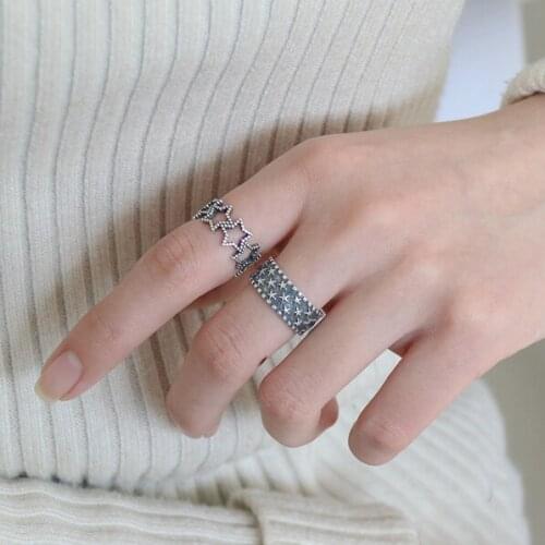 Finger Jewellery Rings For Women Girls New Elegant Personality Cool Old Vintage Star Ring Jewelry