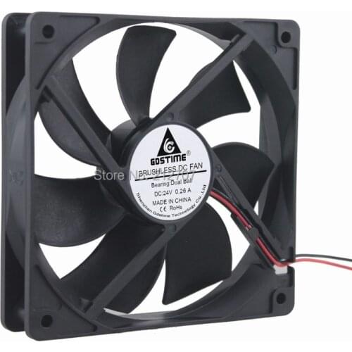 10 Pieces/lot Gdstime Brushless DC Cooling Fan 24V 120mm 120mm x 120mm x 25mm Ball Bearing Fans