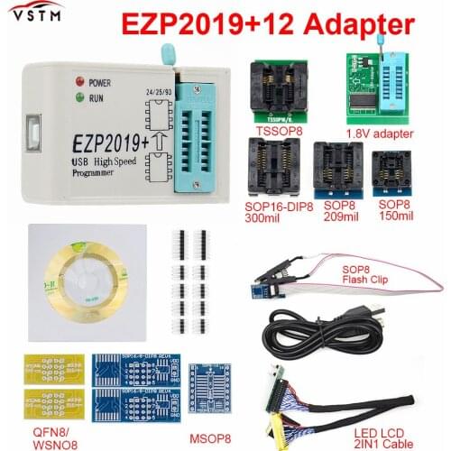 Support24 25 93 EEPROM 25 Flash BIOS Chip+7 Socket Version EZP2019 High-speed USB SPI Programmer ezp 2019