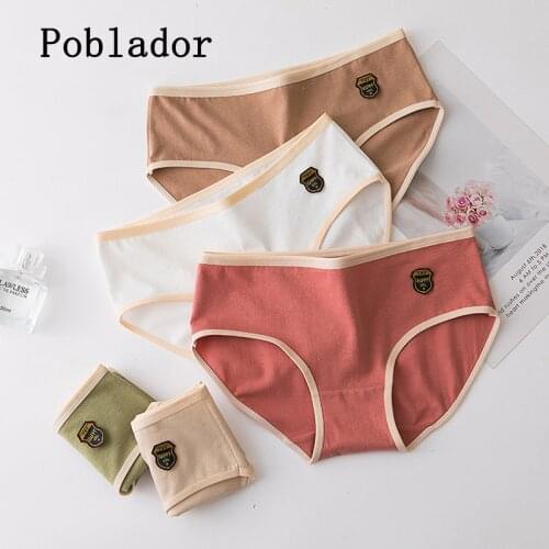 2021 Womens Cotton Briefs Cute Panties String Underwear Women Panties Sets Pants Intimate Ladies Mid-Rise 3 piece Set Wholesale