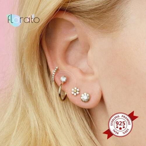 Charming C-Shaped Stud Earrings For Women 925 Sterling Silver Ear Needle Zircon Piercing Earrings French Romance Wedding Jewelry