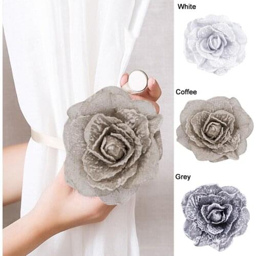 1Pc Magnetic Curtain Clip Holder Tulle Rose Shaped Curtain Tieback Curtain Tie Back Home Curtains Decoration Accessories 18x18CM