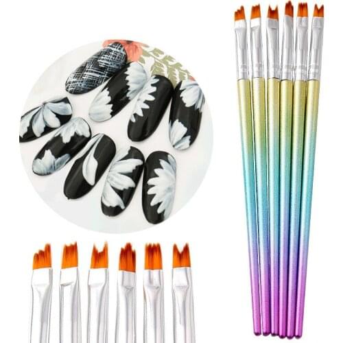 100sets New 6pcs/set Nail Art Brushes Acrylic Gel Flowers Painting Pattern Nail Brush Manicure painted brush petal Drawing Pen