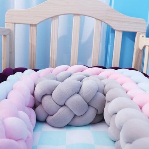2M 4 Strands Baby Crib Bumper Handmade Soft Cotton Pillow Knotted Braided Crib Cushion Cradle Decor Newborn Gift Protector