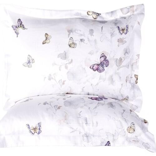 2-Pieces Butterfly Pattern Asortic Satin Cotton Healthy Soft Waterproof Luxury Pillowcase White
