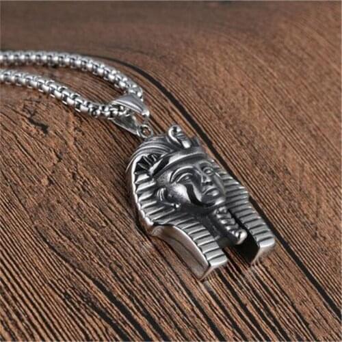 2019 Fashion Men Hip hop Necklaces Pendants Egyptian Pharaoh Head Pendant Necklaces Chain Personality Punk Jewelry