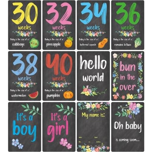24 Sheets Milestone Photo Sharing Cards Floral Baby Age Cards Newborn Photography Props Memorial Shower Gifts