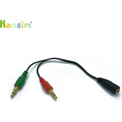 3.5mm 1 Female to 2 male AUX Audio Cable Mic Splitter Cable Earphone Headphone Adapter Cable for Phone pad Mobile