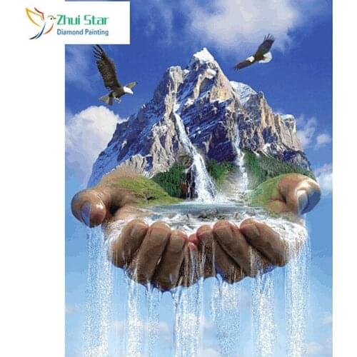 3d diy full diamond painting embroidery Eagle waterfall rhinestone picture diamond mosaic swan love gift craft