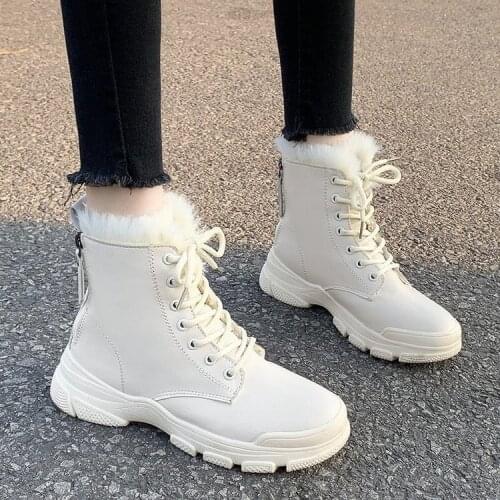 Real Soft Leather Nude Boots Womens British Style Autumn And Winter 2020 New Casual Womens Shoes Short boots Women Fashion