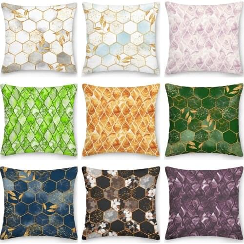 Marble Leave Pillowcase Decorative Sofa Cushion Case Bed Pillow Cover Home Decor Car Cushion Cover Polyester Pillow Case 45*45cm