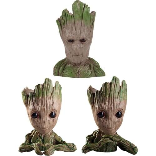 Groot Baby Flowerpot Cute Action Figures Hero Model Vessel Toy Pen Pot Holder Box Baby Tree Garden Flower Plant Pot Mini Dolls