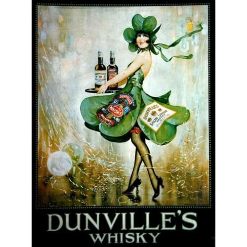 DUNVILLES WHISKY PUB BAR METAL TIN SIGN POSTER WALL PLAQUE