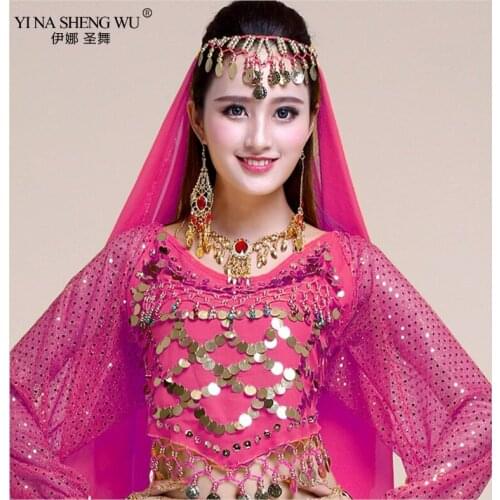 Hot Selling Belly Dance Long Top 6 Colors Available Sexy Sequins Tops India Bellydance Costumes Accessories Tops For Women New
