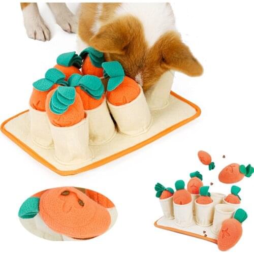 Interesting Cotton Carrot Dog Sniffing Mat Toy Pet Squeek Chew Toys IQ Training Ball Slow Eating Feeder for Cleaning Teeth Pug