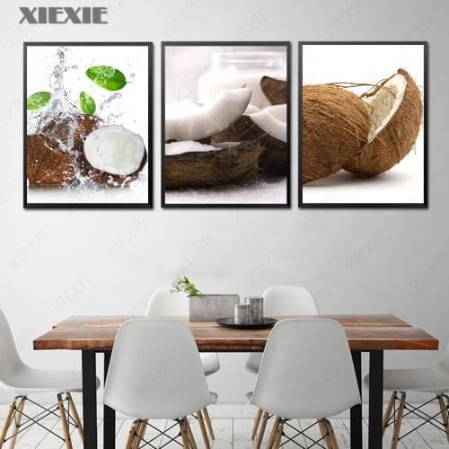 Fruit Coconut Canvas Painting Nordic Style Poster Wall Art Picture Home Decor for Kitchen Dining Room Living Room Bedroom