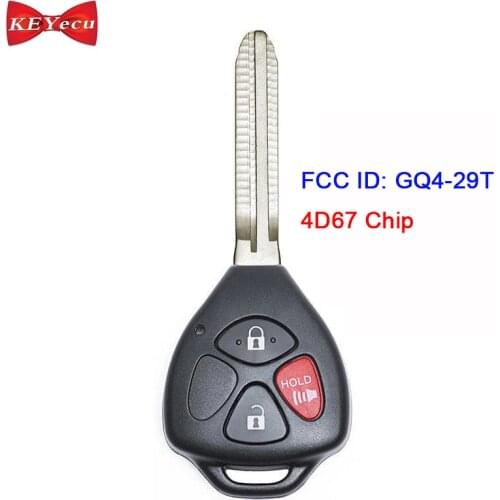 KEYECU for Toyota Pontiac Vibe Matrix 2009 2010 Remote Key Fob GQ4-29T 315MHz 4D67 Chip TOY43 Blade